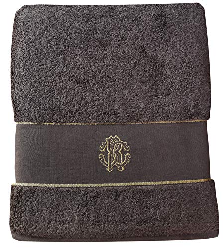 Roberto Cavalli - Elegante toalla de baño de pura esponja hidrófila 100 % Home de color liso Art. Gold New cm. 100 x 150 cm.