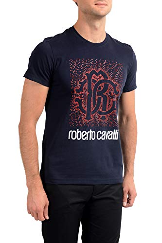 Roberto Cavalli GST648 - Camiseta de manga corta para hombre azul navy S