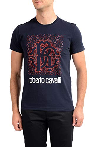 Roberto Cavalli GST648 - Camiseta de manga corta para hombre azul navy S