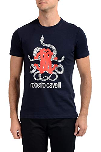 Roberto Cavalli GST652 - Camiseta de manga corta para hombre azul navy XL