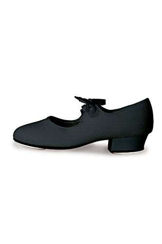 Roch Valley LHC - Zapatos de claqué de tela (tacón bajo) negro negro Talla:1.5 UK / 33.5 EU