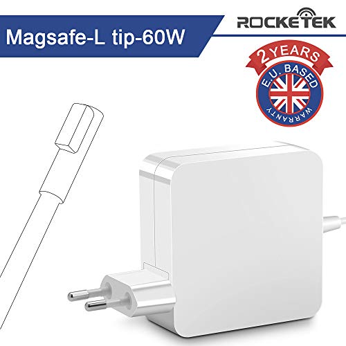 Rocketek Compatible con Mac Book Pro Cargador 60W, L-Tip Power Connector Adaptador Cargador para Mac Book Pro de 13 Pulgadas Antes de Mediados de 2012 Modelo A1181 A1185 A1278 A1280 A1330 A1342
