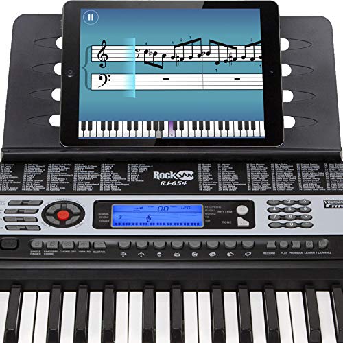 RockJam RJ654 - Teclado Electrónico Portátil de 54 Teclas con Pantalla LCD Interactiva e Incluye la Aplicación de Enseñanza Piano Maestro con 30 canciones
