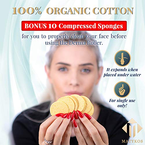 Rodillo Derma para Cara y Cara por Matykos - Herramienta Aguja cosméticos no invasivos Micro Titanium con 540 Micro Agujas de crecimiento de la barba | Inicio Uso Kit para el cuidado facial | 0.25mm