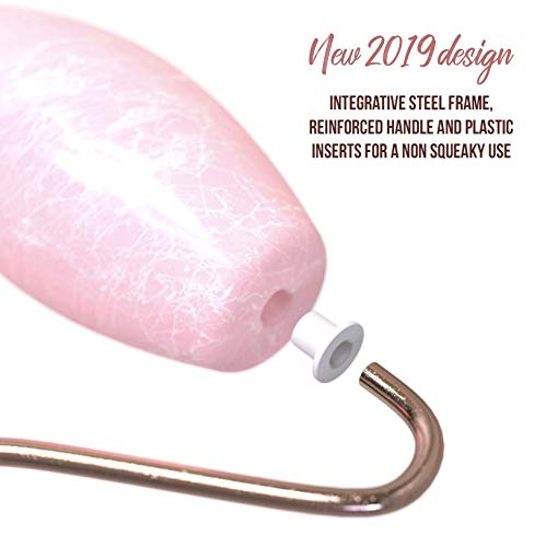 Rodillo Facial de Cuarzo Rosa Certificado e 100% Auténtico - Kit de belleza antiarrugas para tonificar y reafirmar la piel - Herramienta facial natural Gua Sha - Masajeador Facial para rostro e Ojos