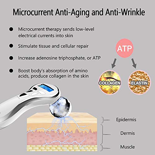 Rodillo masajeador facial 4D Microcurrent, masaje de cuerpo de rodillo de belleza recargable eléctrico de estiramiento facial para arrugas antienvejecimiento, mejora el contorno facial