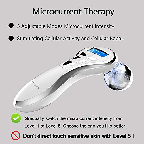Rodillo masajeador facial 4D Microcurrent, masaje de cuerpo de rodillo de belleza recargable eléctrico de estiramiento facial para arrugas antienvejecimiento, mejora el contorno facial