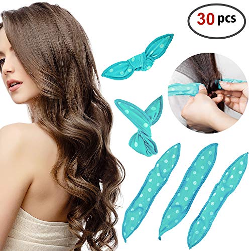 rodillos para el cabello, MS.DEAR Flexible Rizadores de Pelo de Espuma, 30 piezas Suaves Almohada de Sueño, Herramientas de Estilismo DIY- Azul