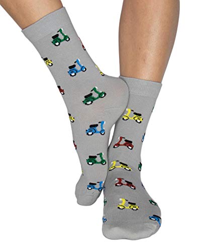 Roits Calcetines Vespa Gris 36-40 - Calcetines Originales de Colores Mujer Dibujos Divertidos