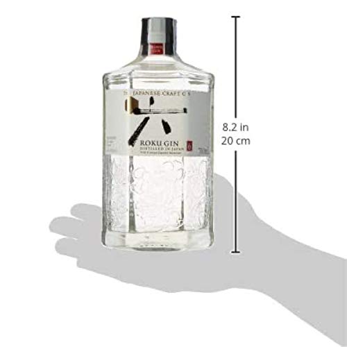 Roku Gin Ginebra Artesanal Japonesa + Tónica y Vaso, 43% - 700 ml