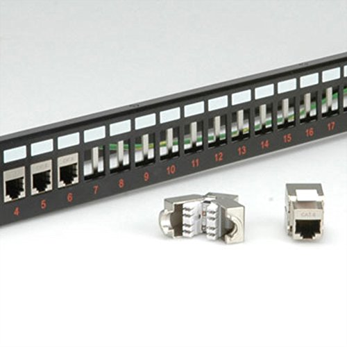 Roline Cat. 6 19"-Keystone Patch Panel STP- Bahía de entrada, screened, color negro (importado)