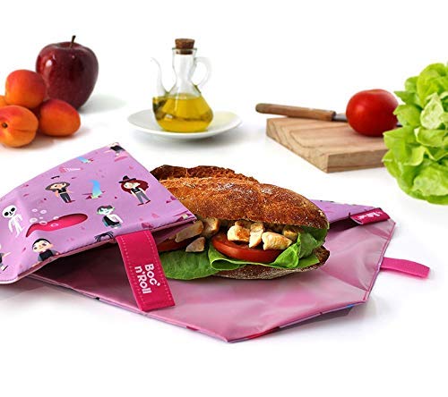 Roll'eat - Boc'n'Roll Kids Bolsa Merienda Infantil Porta Bocadillos Ecológico y Reutilizable sin BPA, Fantasy