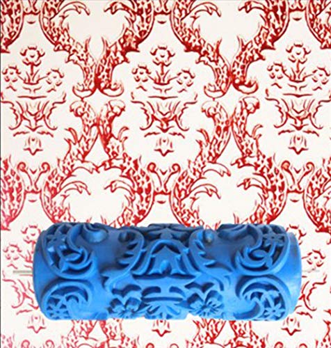 Rollo de pintura de 12,7 cm con patrón de textura decorativa con una máquina de pintura de un solo color de 12,7 cm con mango de plástico en relieve para decoración de la pared