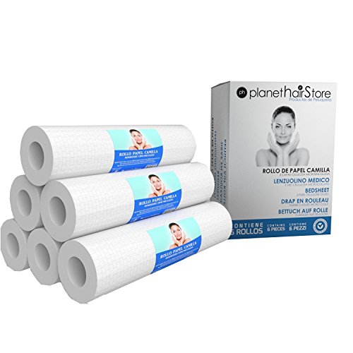 Rollo Papel Camilla PlanetHair Store® Alta Calidad 2 capas 70 metrosx60cms.(2 Rollos).Color Blanco. Ideal para Salones de Belleza, Clínicas de Fisioterapia, como Papel Camilla Masaje, Consulta Médica