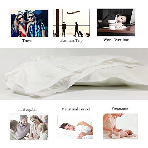 Ropa Interior de algodón desechable 100% Puro Bragas de Viaje Corte Alto Granny Briefs Blanco/Multicolor (10 Piezas) (Blanco, Mediano - Cintura 71-83cm, Caderas 95-106cm)