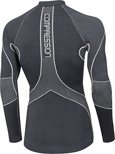 Ropa interior de compresión para hombre Media térmica Ropa interior transpirable Camiseta con capa activa, color gris, tamaño XL