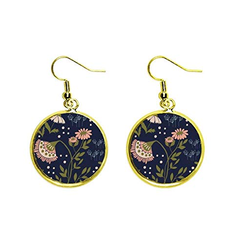 Rosa flor silvestre flor pintura oreja cuelgan oro gota pendiente joyería mujer