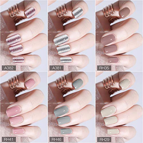 ROSALIND 15ml Esmaltes Semipermanentes de Uñas en Gel UV LED, Nude Pink Series 6 Colors Diseño de uñas Gift Box