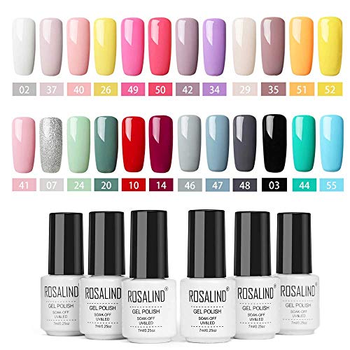 ROSALIND 24PCS/Set esmaltes semipermanente color rojo gel barniz UV LED duradero Esmalte de gel de uñas,7ml …