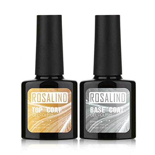ROSALIND Base y top coat Esmaltes Semipermanentes de Uñas en Gel UV LED (Free 4 bottles Esmaltes de Uñas)