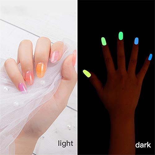 ROSALIND - Esmalte de uñas de gel que brilla en la oscuridad, secado con luz UV LED, 10 colores + capa base superior de 7 ml