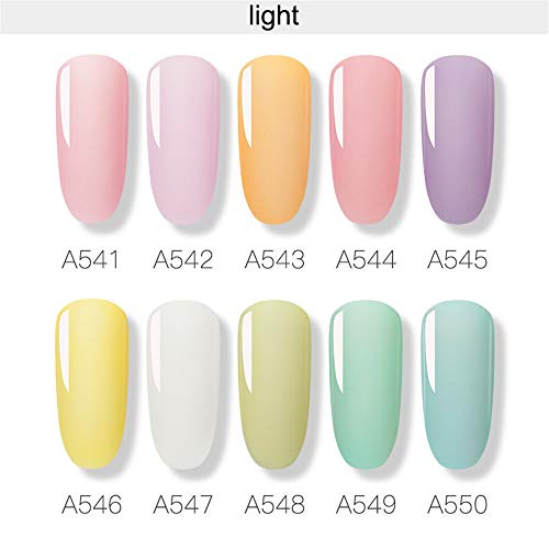 ROSALIND - Esmalte de uñas de gel que brilla en la oscuridad, secado con luz UV LED, 10 colores + capa base superior de 7 ml