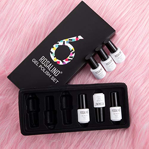 ROSALIND Esmaltes de Uñas, Esmaltes en Gel Uñas UV LED, 6pcs Kit de Esmaltes Semipermanentes para Uñas, Conjunto de esmalte de uñas de gel rosa desnudo,Pintauñas para Manucira Profesional