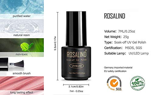 ROSALIND Gel Esmalte de uñas 24 colores Set Semi permanente Barniz Remojo Nail Art Design Kit 7ml