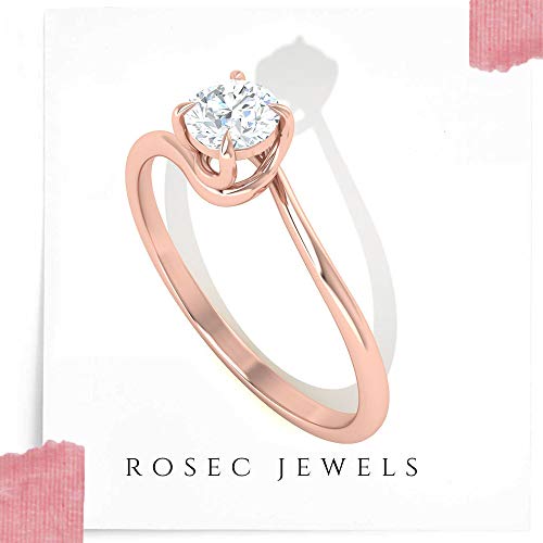 Rosec Jewels 18 quilates oro rosa Round Brilliant Moissanite