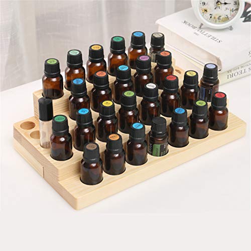 RoseFlower Caja de Almacenaje de Madera de Aceites Esenciales y Aromaterapia, 30 Botellas Aceite Contenedor Cubos de Almacenaje Organizadores para Perfumes, Fragancias, CosméTica, Joyas