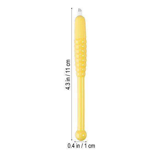 ROSENICE - 5 piezas de microcuchillas de tatuaje desechables manual para cejas con agujas para maquillaje semipermanente (amarillo)