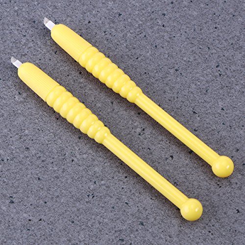 ROSENICE - 5 piezas de microcuchillas de tatuaje desechables manual para cejas con agujas para maquillaje semipermanente (amarillo)