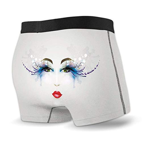 Rostro de Mujer Joven con Maquillaje fantástico, Ojos de ensueño y lápiz Labial Rojo.