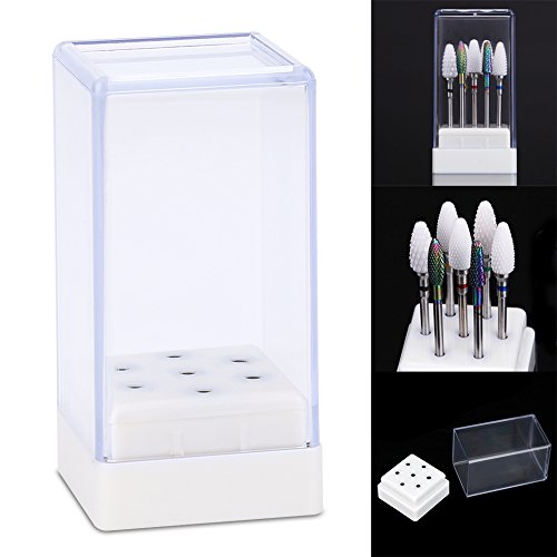 Rotekt 7 hoyos Nail Drill Heads Bits Holder Organizador Contenedor de la caja para el cabezal de esmerilado de uñas Display
