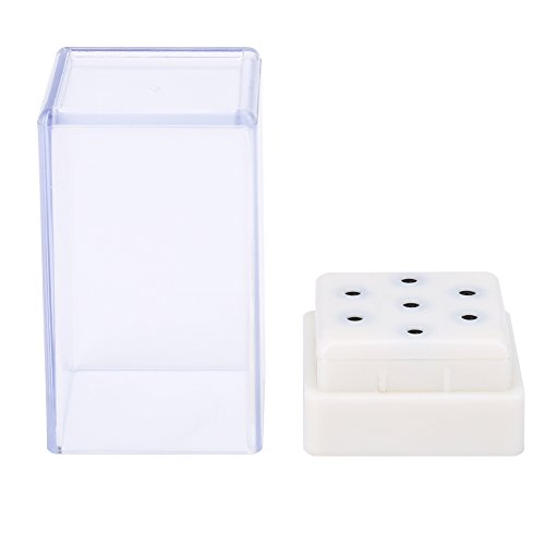 Rotekt 7 hoyos Nail Drill Heads Bits Holder Organizador Contenedor de la caja para el cabezal de esmerilado de uñas Display