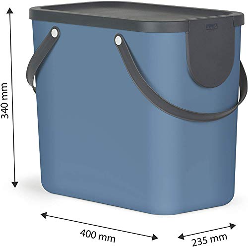 Rotho Albula, Juego de 3 sistemas de separación de residuos 25l para la cocina, Plástico PP sin BPA, antracita, azul, cappuccino, 3 x 25l 40.0 x 23.5 x 43.5 cm