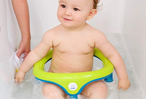 Rotho Babydesign Asiento para bañera, Anillo plegable, Cierre de seguridad para niños, 7-16 meses, Hasta 13kg, Sin BPA, 35x31,3x22cm, Verde/Aguamarina perla/Blanco