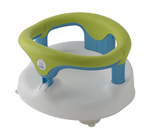 Rotho Babydesign Asiento para bañera, Anillo plegable, Cierre de seguridad para niños, 7-16 meses, Hasta 13kg, Sin BPA, 35x31,3x22cm, Verde/Aguamarina perla/Blanco