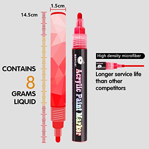 Rotuladores de Pintura Acrílica para Piedras,Permanente Marcadores Dibujar en Piedras Vaso Cerámico Porcelana Plastico Madera Papel Lona (12 punta mediana)