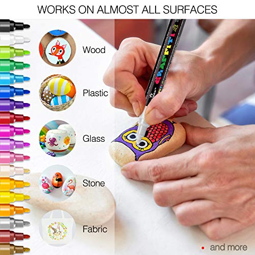 Rotuladores Metálicos, Emooqi Marker Pen Rotuladores de Colores 18 Multicolor Marcador Pens, para en Cualquier Superficie, Fabricación de Tarjetas Álbum de Bricolaje,Rotuladores de Pintura Acrílica
