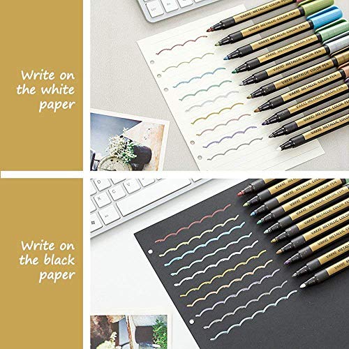 Rotuladores metálicos, Vakki Juego de 10 colores surtidos Bolígrafos de pintura Conjunto de marcadores de arte para hacer tarjetas, Scrapbooking, Foto de bricolaje, Piedra de papel del álbum