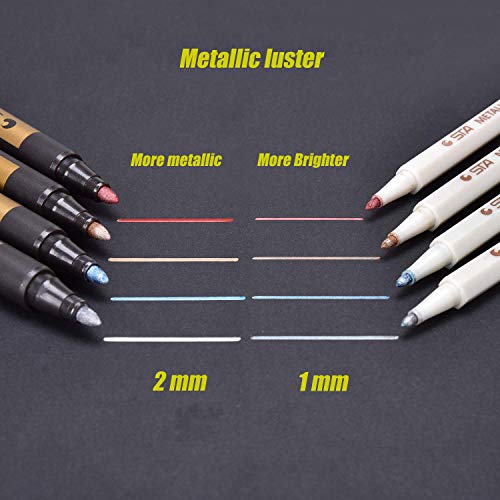 Rotuladores metálicos, Vakki Juego de 10 colores surtidos Bolígrafos de pintura Conjunto de marcadores de arte para hacer tarjetas, Scrapbooking, Foto de bricolaje, Piedra de papel del álbum