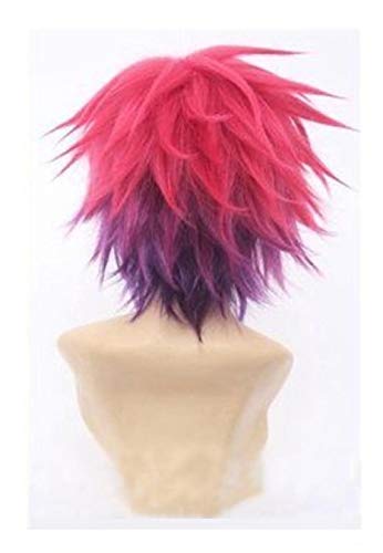 Rouge dégradé violet Fluffy Bob perruques pour femmes et garçon naturel synthétique cheveux courts Anime Cosplay Party perruques quotidiennes