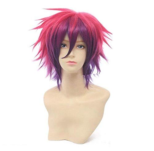 Rouge dégradé violet Fluffy Bob perruques pour femmes et garçon naturel synthétique cheveux courts Anime Cosplay Party perruques quotidiennes