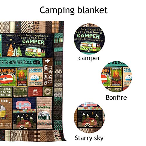 Routinfly - Manta de Camping, para la Playa, para Verano, Lavable, para el hogar, para habitación de niños, salón, montañismo, Senderismo y Viajes, Multicolor, 96cmx114cm