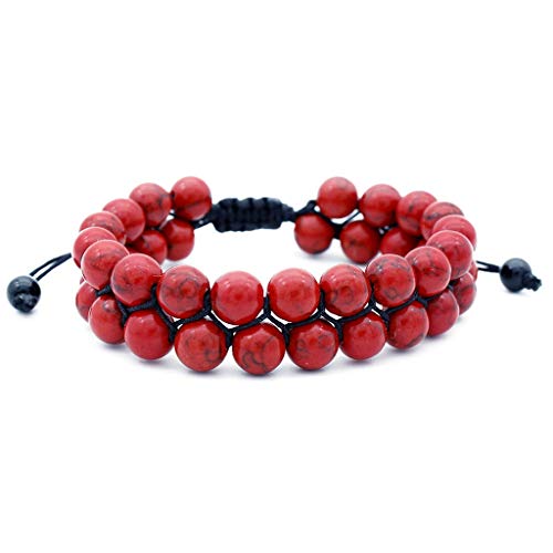 ROVNKD - Pulsera de ágata, 8 mm, piedras de lava, chakra de doble cuerpo, de piedra natural, de ágata, varios colores rojo Tallaúnica