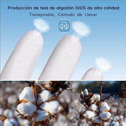 Rovtop Guantes de Tela de Algodón para Mujer - 12 Pares Guantes Hidratantes Blancos de Algodón para Inspeccionar Joyas, Humectantes para Manos Secas y Trabajo Diario（8.5 Pulgadas）