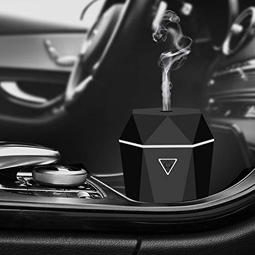 Rovtop Humidificador Coche - Ambientador Coche Aromaterapia Ultrasónico USB para Coche, Difusor de Aceite Esencial Purificador con Cargador para Coche, Baño, Dormitorio, Oficina, Regalo (Negro)