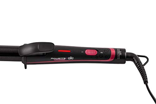Rowenta CF3212F0 - Tenacillas para rizar el pelo Clásica 25 mm de diámetro con recubrimiento de Keratina y Turmalina de hasta 200 º y función iónica, brillo, antifrizz, color Negro