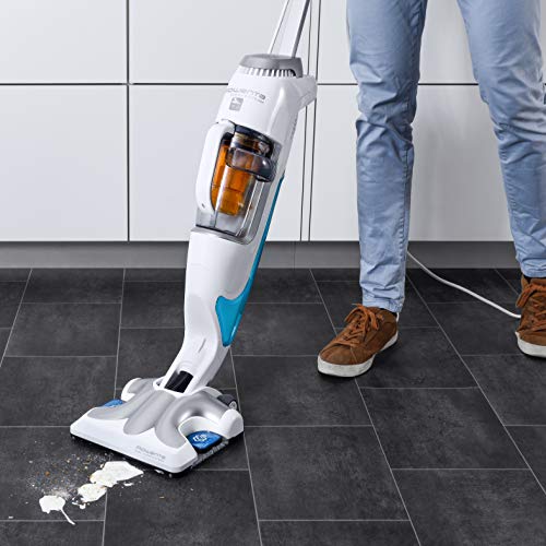 Rowenta Clean & Steam RY7557 - Escoba 2 en 1, función aspiración de 1700 W más vapor con 3 posiciones, tecnología ciclónica, sin bolsa, elimina hasta el 99% de los gérmenes y las bacterias, 84 dB(A)